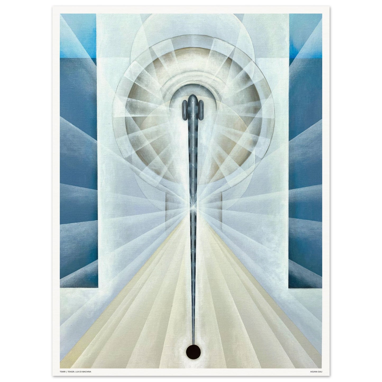 TEMIR fine art print by Aigana Gali — pale blue-grey and black composition exploring structure and endurance