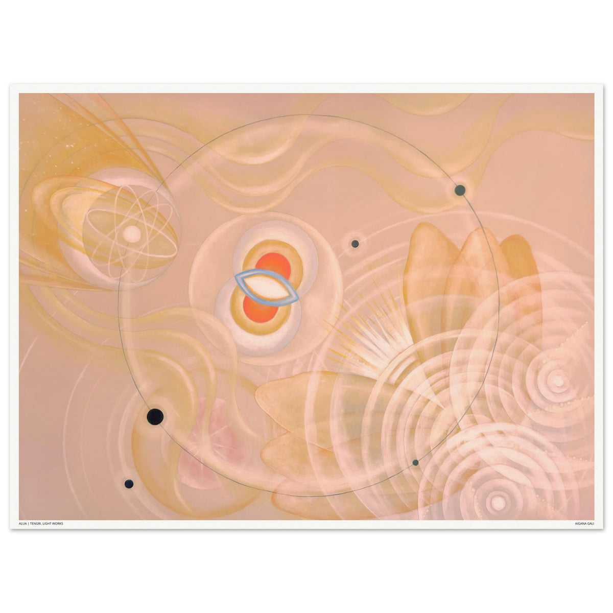 ALUA fine art print by Aigana Gali — peach and orange composition with layered circular and shell-like forms