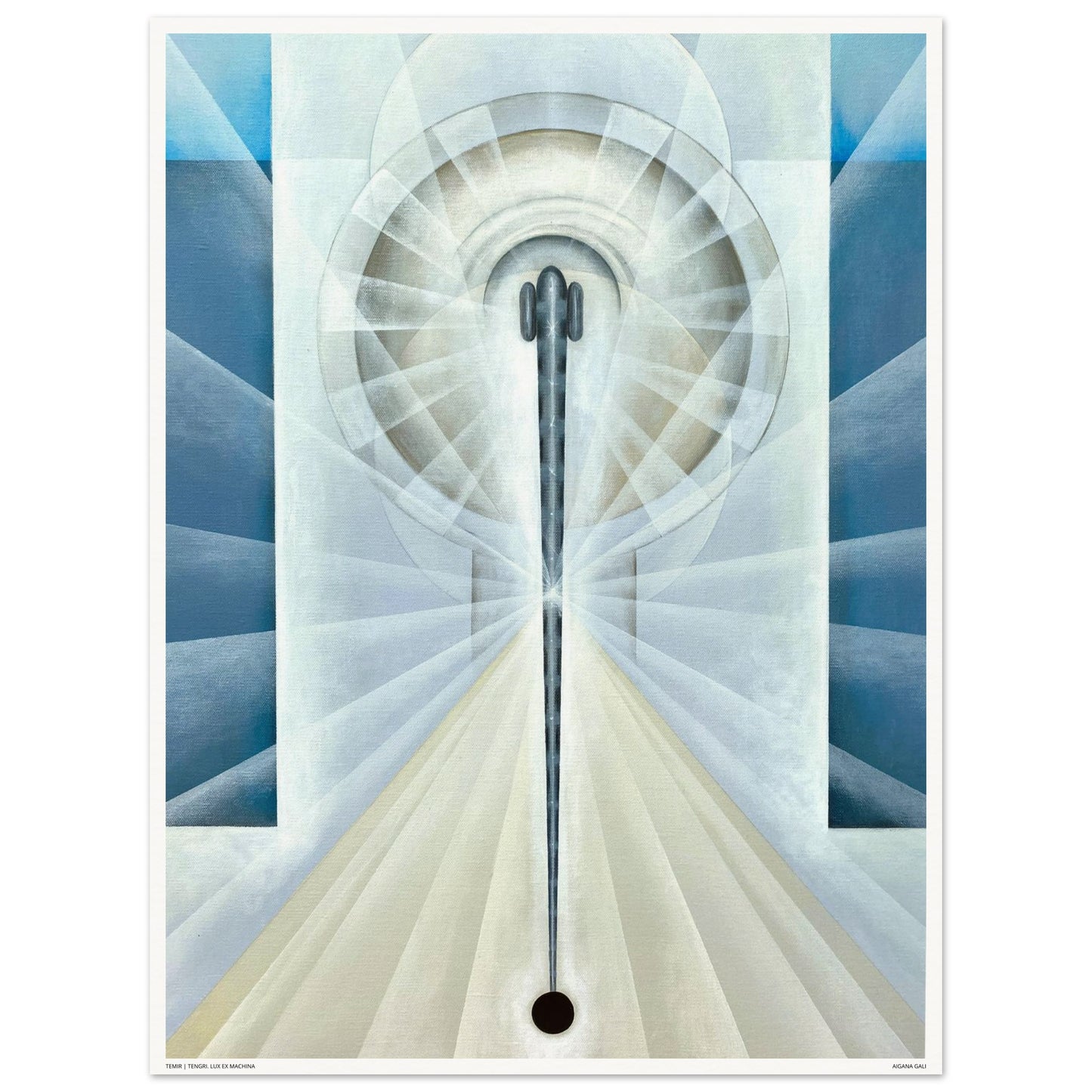 TEMIR fine art print by Aigana Gali — pale blue-grey and black composition exploring structure and endurance