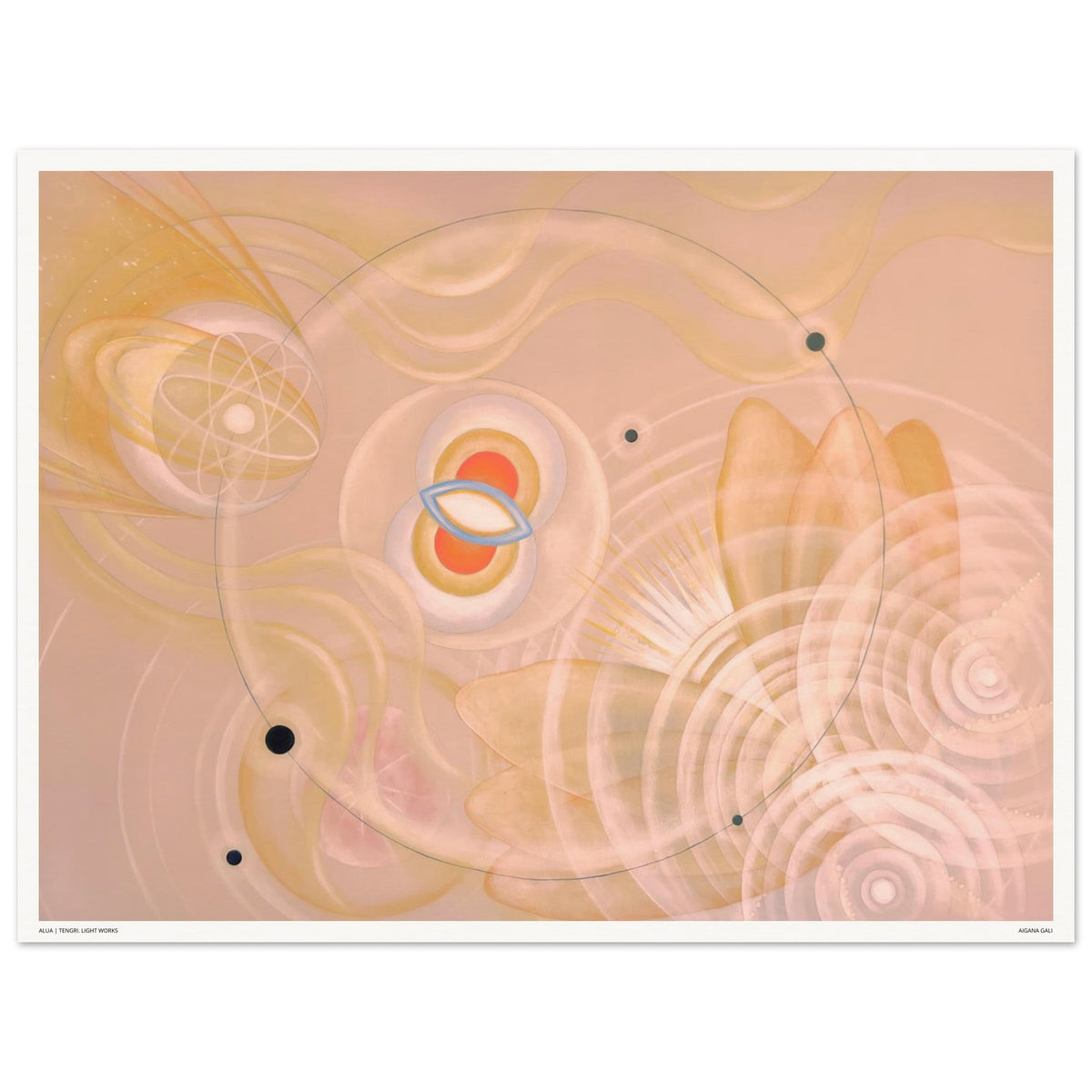 ALUA fine art print by Aigana Gali — peach and orange composition with layered circular and shell-like forms