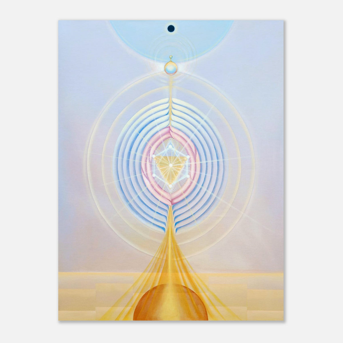 ALAKAI II fine art print by Aigana Gali — pale blue, pink, and gold concentric composition