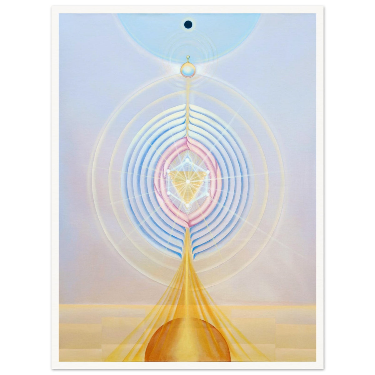 ALAKAI II fine art print by Aigana Gali — pale blue, pink, and gold concentric composition