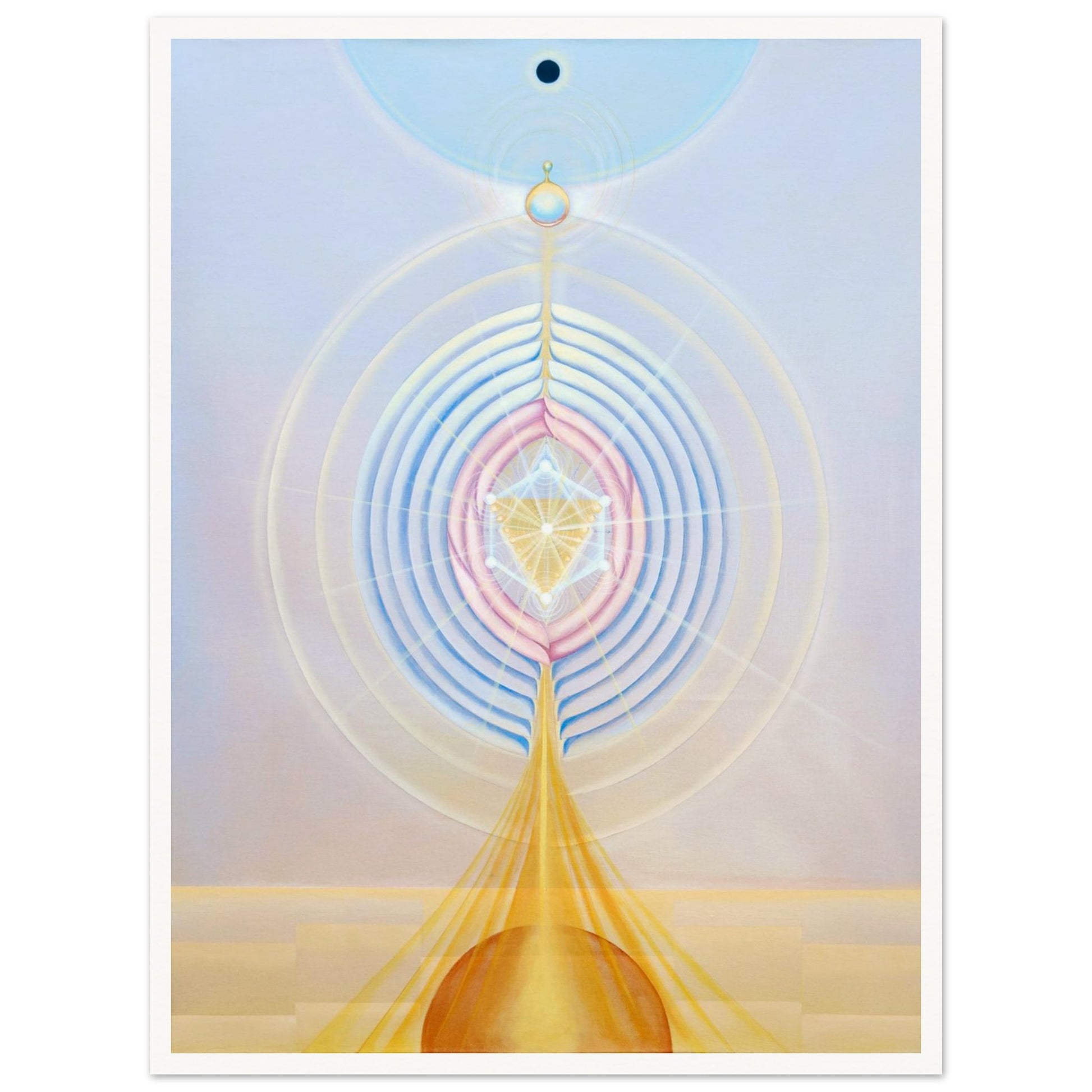 ALAKAI II fine art print by Aigana Gali — pale blue, pink, and gold concentric composition