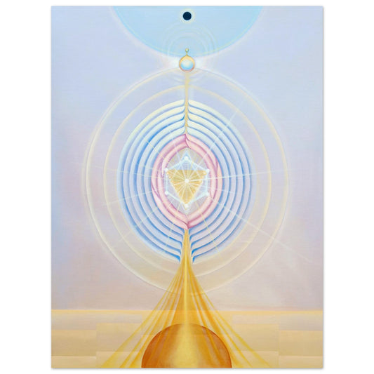 ALAKAI II fine art print by Aigana Gali — pale blue, pink, and gold concentric composition