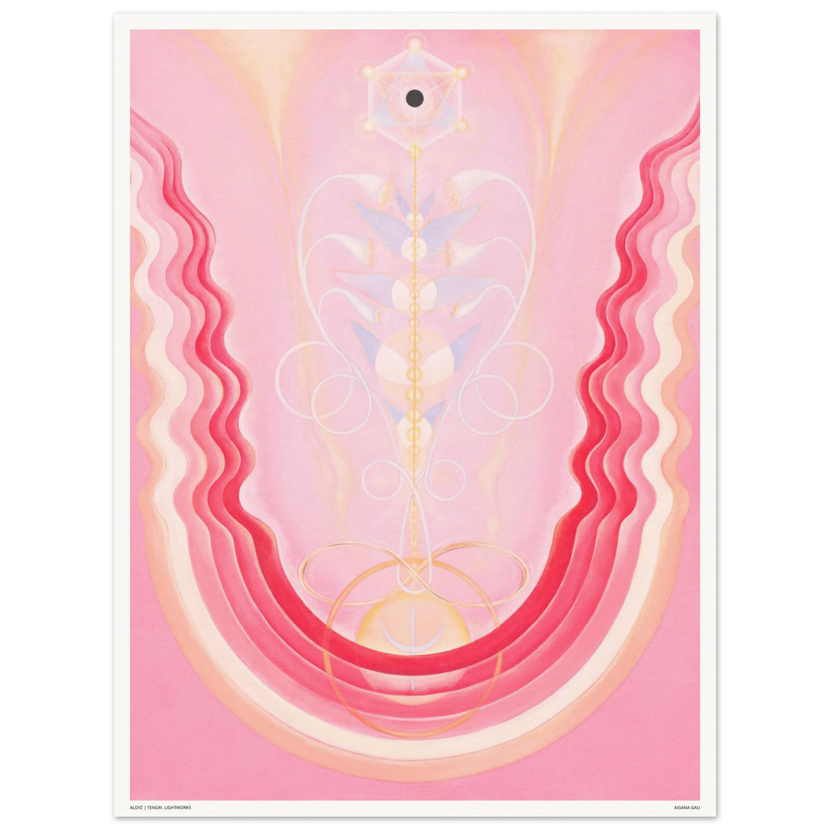 ALGYZ fine art print by Aigana Gali — pink and coral composition with wave-like arching forms