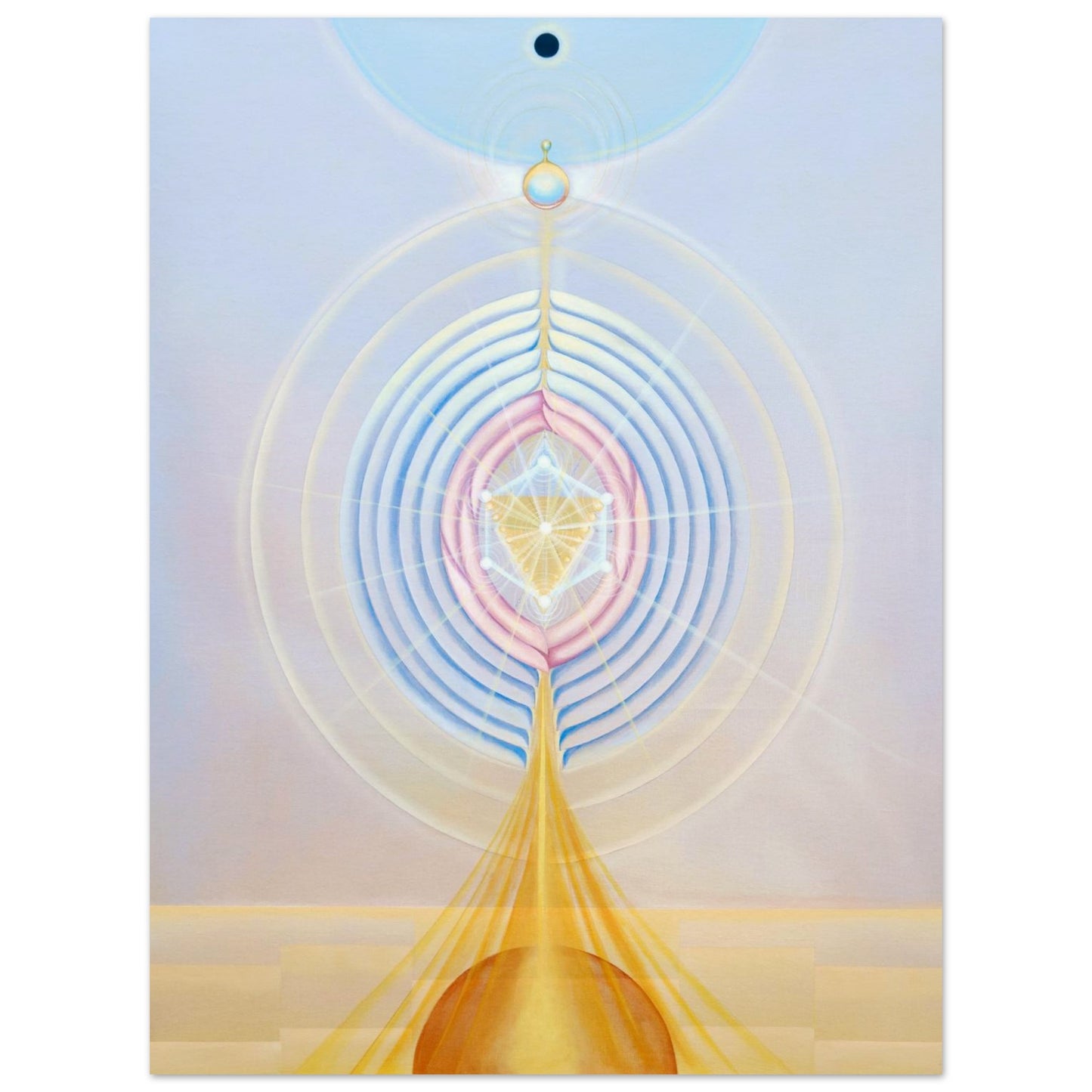 ALAKAI II fine art print by Aigana Gali — pale blue, pink, and gold concentric composition