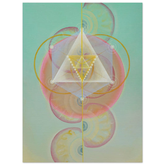 ORNEK II fine art print by Aigana Gali — seafoam green, pink, and gold geometric composition